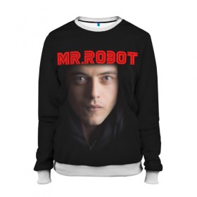 Женский свитшот 3D с принтом Mr.robot в Петрозаводске, 100% полиэстер с мягким внутренним слоем | круглый вырез горловины, мягкая резинка на манжетах и поясе, свободная посадка по фигуре | 