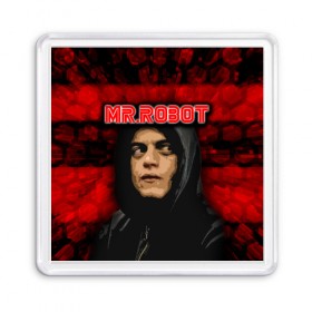 Магнит 55*55 с принтом Mr.robot в Петрозаводске, Пластик | Размер: 65*65 мм; Размер печати: 55*55 мм | robot | драма | мистер | мистер робот | психологический триллер | рами малек | робот | технотриллер