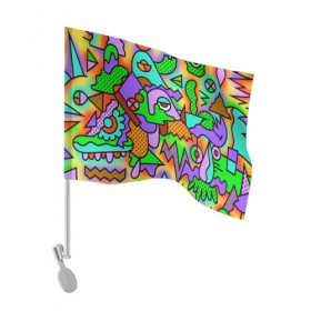 Флаг для автомобиля с принтом PSY GEOMETRY в Петрозаводске, 100% полиэстер | Размер: 30*21 см | abstract | abstraction | color | geometry | paitnt | psy | абстракция | геометрия | краски | неоновые | психоделика