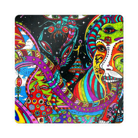 Магнит виниловый Квадрат с принтом психоделика в Петрозаводске, полимерный материал с магнитным слоем | размер 9*9 см, закругленные углы | abstract | abstraction | color | geometry | paitnt | psy | абстракция | геометрия | краски | неоновые | психоделика