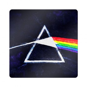 Магнит виниловый Квадрат с принтом PINK FLOYD в Петрозаводске, полимерный материал с магнитным слоем | размер 9*9 см, закругленные углы | music | pink floyd | the dark side of the moon | космос | луна | музыка | пинк флойд | призма | рок | треугольник | триангулярная призма