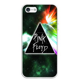 Чехол для iPhone 5/5S матовый с принтом PINK FLOYD в Петрозаводске, Силикон | Область печати: задняя сторона чехла, без боковых панелей | music | pink floyd | the dark side of the moon | космос | луна | музыка | пинк флойд | призма | рок | треугольник | триангулярная призма