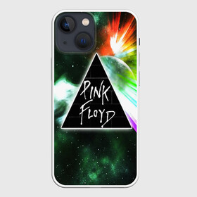 Чехол для iPhone 13 mini с принтом PINK FLOYD в Петрозаводске,  |  | music | pink floyd | the dark side of the moon | космос | луна | музыка | пинк флойд | призма | рок | треугольник | триангулярная призма