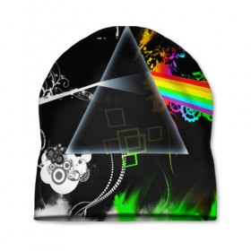 Шапка 3D с принтом PINK FLOYD в Петрозаводске, 100% полиэстер | универсальный размер, печать по всей поверхности изделия | music | pink floyd | the dark side of the moon | космос | луна | музыка | пинк флойд | призма | рок | треугольник | триангулярная призма