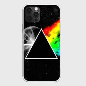 Чехол для iPhone 12 Pro с принтом PINK FLOYD в Петрозаводске, силикон | область печати: задняя сторона чехла, без боковых панелей | music | pink floyd | the dark side of the moon | космос | луна | музыка | пинк флойд | призма | рок | треугольник | триангулярная призма