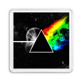 Магнит 55*55 с принтом PINK FLOYD в Петрозаводске, Пластик | Размер: 65*65 мм; Размер печати: 55*55 мм | music | pink floyd | the dark side of the moon | космос | луна | музыка | пинк флойд | призма | рок | треугольник | триангулярная призма