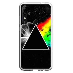 Чехол для Honor P Smart Z с принтом PINK FLOYD в Петрозаводске, Силикон | Область печати: задняя сторона чехла, без боковых панелей | Тематика изображения на принте: music | pink floyd | the dark side of the moon | космос | луна | музыка | пинк флойд | призма | рок | треугольник | триангулярная призма