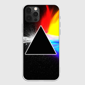 Чехол для iPhone 12 Pro с принтом PINK FLOYD в Петрозаводске, силикон | область печати: задняя сторона чехла, без боковых панелей | music | pink floyd | the dark side of the moon | космос | луна | музыка | пинк флойд | призма | рок | треугольник | триангулярная призма