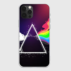 Чехол для iPhone 12 Pro с принтом PINK FLOYD в Петрозаводске, силикон | область печати: задняя сторона чехла, без боковых панелей | music | pink floyd | the dark side of the moon | космос | луна | музыка | пинк флойд | призма | рок | треугольник | триангулярная призма