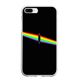 Чехол для iPhone 7Plus/8 Plus матовый с принтом PINK FLOYD в Петрозаводске, Силикон | Область печати: задняя сторона чехла, без боковых панелей | music | pink floyd | the dark side of the moon | космос | луна | музыка | пинк флойд | призма | рок | треугольник | триангулярная призма