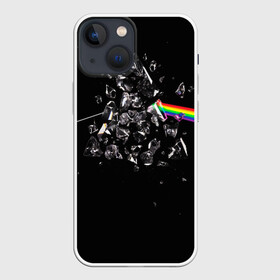 Чехол для iPhone 13 mini с принтом PINK FLOYD в Петрозаводске,  |  | music | pink floyd | the dark side of the moon | космос | луна | музыка | пинк флойд | призма | рок | треугольник | триангулярная призма