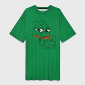 Платье-футболка 3D с принтом PepeLove в Петрозаводске,  |  | feels bad man | feels good man | pepe | pepe the frog | sad pepe | грустная лягушка | пепе