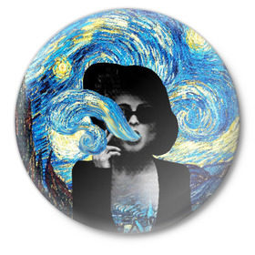 Значок с принтом Марла на картине Ван Гога в Петрозаводске,  металл | круглая форма, металлическая застежка в виде булавки | Тематика изображения на принте: ван гог | вангог | звездная ночь | картина | марла | марла сингер | модернизм | постмодерн | художник | экспонат | экспрессионизм
