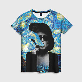 Женская футболка 3D с принтом Марла на картине Ван Гога в Петрозаводске, 100% полиэфир ( синтетическое хлопкоподобное полотно) | прямой крой, круглый вырез горловины, длина до линии бедер | ван гог | вангог | звездная ночь | картина | марла | марла сингер | модернизм | постмодерн | художник | экспонат | экспрессионизм