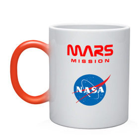 Кружка хамелеон с принтом Nasa Mars mission в Петрозаводске, керамика | меняет цвет при нагревании, емкость 330 мл | Тематика изображения на принте: mars mission | миссия марс | наса | насса