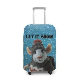 Чехол для чемодана 3D с принтом LET IT SNOW в Петрозаводске, 86% полиэфир, 14% спандекс | двустороннее нанесение принта, прорези для ручек и колес | let it snow | new year | new year 2020 | год крысы | зима | крыса | крыска | мышонок | мышь | надпись | новый год | новый год 2020 | снег | снежинки