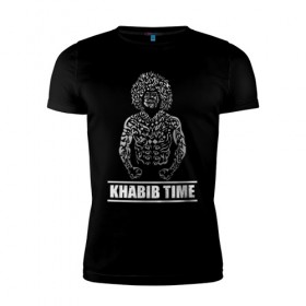 Мужская футболка премиум с принтом Khabib Time в Петрозаводске, 92% хлопок, 8% лайкра | приталенный силуэт, круглый вырез ворота, длина до линии бедра, короткий рукав | 