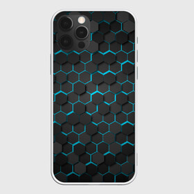 Чехол для iPhone 12 Pro Max с принтом Turquoise Octagon в Петрозаводске, Силикон |  | octagon | бирюзовые соты | бирюзовый | неон | неоновые соты | октагон | соты
