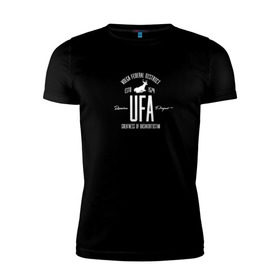 Мужская футболка премиум с принтом Уфа Iron в Петрозаводске, 92% хлопок, 8% лайкра | приталенный силуэт, круглый вырез ворота, длина до линии бедра, короткий рукав | башкирия | башкортостан | город | земфира | регион | уфа