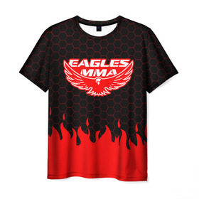 Мужская футболка 3D с принтом EAGLES MMA ХАБИБ в Петрозаводске, 100% полиэфир | прямой крой, круглый вырез горловины, длина до линии бедер | eagles mma | khabib | khabib nurmagomedov | mma | мма | хабиб | хабиб нурмагомедов