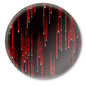 Значок с принтом МАТРИЧНЫЙ КОД в Петрозаводске,  металл | круглая форма, металлическая застежка в виде булавки | hugo weaving | pc | the matrix | код | компьютеры | матрица | матрица 4 | программист | программный код | цифры
