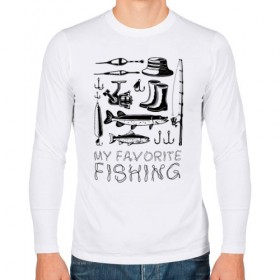 Мужской лонгслив хлопок с принтом Моя любимая рыбалка в Петрозаводске, 100% хлопок |  | cap | coil | fishing | fishing line | float | hook | pike | spinning | spoon | trout | wellingtons | блесна | катушка | крючок | леска | поплавок | рыбалка | сапоги | спиннинг | форель | шляпа | щука