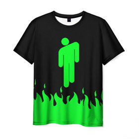 Мужская футболка 3D с принтом BILLIE EILISH в Петрозаводске, 100% полиэфир | прямой крой, круглый вырез горловины, длина до линии бедер | be | billie | billie eilish | blohsh | билли | билли айлиш