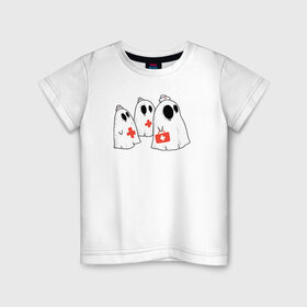Детская футболка хлопок с принтом Мед Призраки в Петрозаводске, 100% хлопок | круглый вырез горловины, полуприлегающий силуэт, длина до линии бедер | doctor | halloween | health | nurse | доктор | медбрат | медсестра | привидение | призрак | хеллоуин | хэллоуин