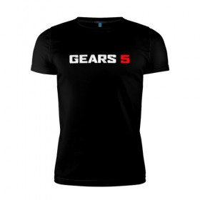 Мужская футболка премиум с принтом GEARS 5 в Петрозаводске, 92% хлопок, 8% лайкра | приталенный силуэт, круглый вырез ворота, длина до линии бедра, короткий рукав | Тематика изображения на принте: gears | gears 5 | gears of war | gears of war 5 | шестерёнки