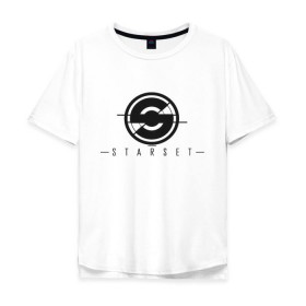 Мужская футболка хлопок Oversize с принтом Starset Logo Black в Петрозаводске, 100% хлопок | свободный крой, круглый ворот, “спинка” длиннее передней части | logo | rock | starset | лого | рок | старсет