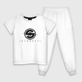 Детская пижама хлопок с принтом Starset Logo Black в Петрозаводске, 100% хлопок |  брюки и футболка прямого кроя, без карманов, на брюках мягкая резинка на поясе и по низу штанин
 | logo | rock | starset | лого | рок | старсет