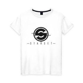 Женская футболка хлопок с принтом Starset Logo Black в Петрозаводске, 100% хлопок | прямой крой, круглый вырез горловины, длина до линии бедер, слегка спущенное плечо | logo | rock | starset | лого | рок | старсет