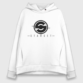 Женское худи Oversize хлопок с принтом Starset Logo Black в Петрозаводске, френч-терри — 70% хлопок, 30% полиэстер. Мягкий теплый начес внутри —100% хлопок | боковые карманы, эластичные манжеты и нижняя кромка, капюшон на магнитной кнопке | Тематика изображения на принте: logo | rock | starset | лого | рок | старсет