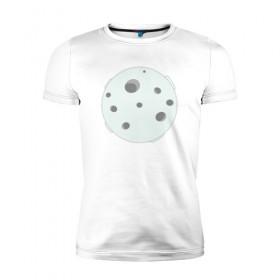 Мужская футболка премиум с принтом луна в Петрозаводске, 92% хлопок, 8% лайкра | приталенный силуэт, круглый вырез ворота, длина до линии бедра, короткий рукав | космос | кратер | луна | планета | спутник