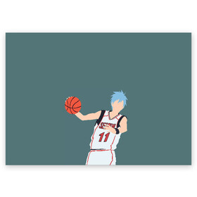 Поздравительная открытка с принтом Tetsuya Kuroko в Петрозаводске, 100% бумага | плотность бумаги 280 г/м2, матовая, на обратной стороне линовка и место для марки
 | basket | basketball | kuroko | kuroko no basket | phantom | tetsu | tetsuya | баскетбол | куроко | тэцу | тэцуя | фантом