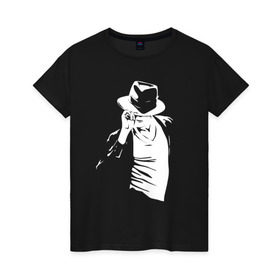 Женская футболка хлопок с принтом Майкл Джексон в Петрозаводске, 100% хлопок | прямой крой, круглый вырез горловины, длина до линии бедер, слегка спущенное плечо | michael jackson | артист | майкл джексон | музыка | поп | рок