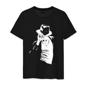 Мужская футболка хлопок с принтом Майкл Джексон в Петрозаводске, 100% хлопок | прямой крой, круглый вырез горловины, длина до линии бедер, слегка спущенное плечо. | michael jackson | артист | майкл джексон | музыка | поп | рок