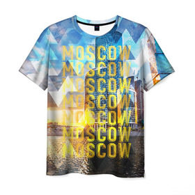 Мужская футболка 3D с принтом Москва в Петрозаводске, 100% полиэфир | прямой крой, круглый вырез горловины, длина до линии бедер | moscow | город | москва | россия