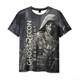 Мужская футболка 3D с принтом Ghost Recon BREAKPOINT в Петрозаводске, 100% полиэфир | прямой крой, круглый вырез горловины, длина до линии бедер | breakpoint | ghost | recon | tom clancys | жетон | призраки | спец отряд | спецназ