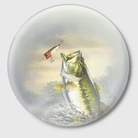 Значок с принтом Рыбалка в Петрозаводске,  металл | круглая форма, металлическая застежка в виде булавки | рыба | рыбак | рыбалка | снасти | увлечение | улов | хобби