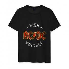 Мужская футболка хлопок с принтом AC/DC в Петрозаводске, 100% хлопок | прямой крой, круглый вырез горловины, длина до линии бедер, слегка спущенное плечо. | Тематика изображения на принте: ac | ac dc | ac dc группа | ac dc лучшее | rock | rock n roll | блюз рок | иси диси | хард рок
