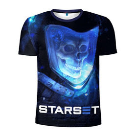 Мужская футболка 3D спортивная с принтом Starset в Петрозаводске, 100% полиэстер с улучшенными характеристиками | приталенный силуэт, круглая горловина, широкие плечи, сужается к линии бедра | Тематика изображения на принте: logo | rock | starset | лого | рок | старсет