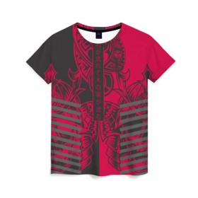 Женская футболка 3D с принтом Самурай в Петрозаводске, 100% полиэфир ( синтетическое хлопкоподобное полотно) | прямой крой, круглый вырез горловины, длина до линии бедер | а камень плывёт. пословица | бывает | воин | татуировка | что лист тонет | япония