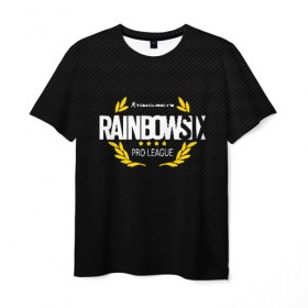 Мужская футболка 3D с принтом R6S PRO LEAGUE (НА СПИНЕ) в Петрозаводске, 100% полиэфир | прямой крой, круглый вырез горловины, длина до линии бедер | 6 | outbreak | rainbow | rainbow six siege | six | tom clancys | радуга осада | том клэнси