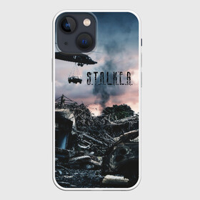 Чехол для iPhone 13 mini с принтом S.T.A.L.K.E.R   Чернобыль в Петрозаводске,  |  | s.t.a.l.k.e.r | stalker | вертолет | город призрак | радиация | разруха | разрушенный город | сталкер | чернобыль