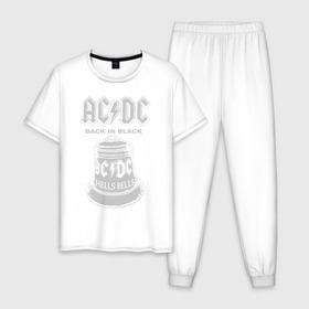 Мужская пижама хлопок с принтом AC/DC в Петрозаводске, 100% хлопок | брюки и футболка прямого кроя, без карманов, на брюках мягкая резинка на поясе и по низу штанин
 | ac dc | acdc | acdc ас дс | австралийская | ангус янг | асдс | блюз | группа | крис слэйд | метал | молния | музыка | певцы | рок | рок н ролл | стиви янг | хард | хардрок | эксл роуз