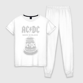 Женская пижама хлопок с принтом AC/DC в Петрозаводске, 100% хлопок | брюки и футболка прямого кроя, без карманов, на брюках мягкая резинка на поясе и по низу штанин | ac dc | acdc | acdc ас дс | австралийская | ангус янг | асдс | блюз | группа | крис слэйд | метал | молния | музыка | певцы | рок | рок н ролл | стиви янг | хард | хардрок | эксл роуз