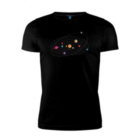 Мужская футболка премиум с принтом Солнечная Система в Петрозаводске, 92% хлопок, 8% лайкра | приталенный силуэт, круглый вырез ворота, длина до линии бедра, короткий рукав | galaxy | solar | space | system | астрология | астрономия | галактика | звезды | космос | планета | планеты | система | солнечная