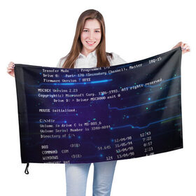 Флаг 3D с принтом BIOS CODE в Петрозаводске, 100% полиэстер | плотность ткани — 95 г/м2, размер — 67 х 109 см. Принт наносится с одной стороны | hugo weaving | pc | the matrix | код | компьютеры | матрица | матрица 4 | программист | программный код | цифры