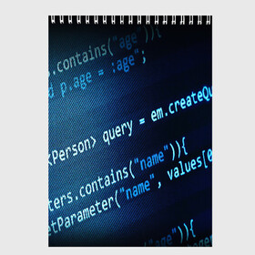 Скетчбук с принтом CODE STYLE в Петрозаводске, 100% бумага
 | 48 листов, плотность листов — 100 г/м2, плотность картонной обложки — 250 г/м2. Листы скреплены сверху удобной пружинной спиралью | Тематика изображения на принте: hugo weaving | pc | the matrix | код | компьютеры | матрица | матрица 4 | программист | программный код | цифры